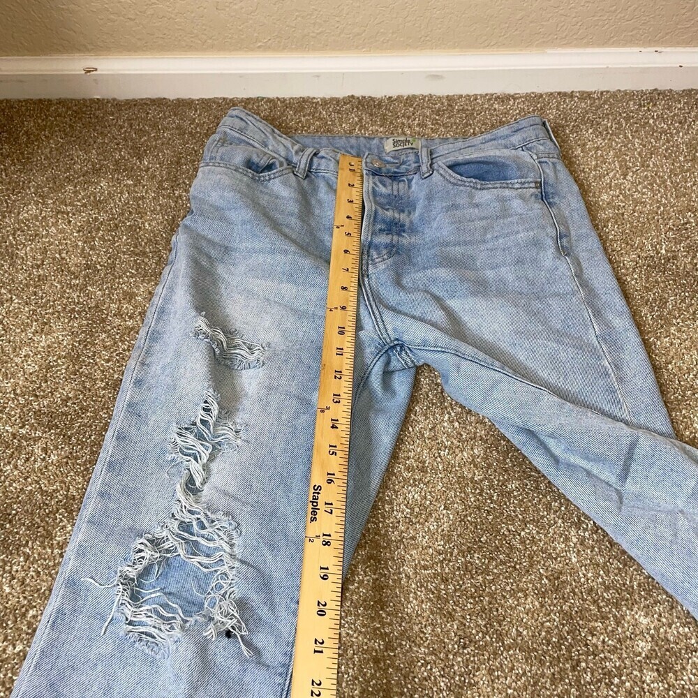 Simple Society jeans eco friendly SZ 5 27” distressed denim straight leg blue - Picture 7 of 10